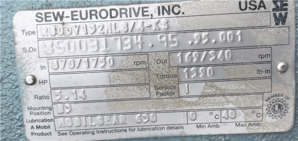 Sew-eurodrive Gearhead Drive,5.5 - 7.5 Variable Hp, 5:1 Gear Ratio)